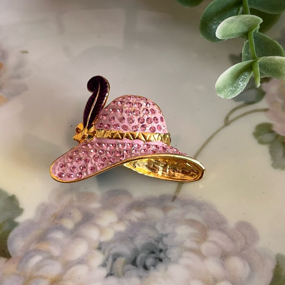 Vintage Pink Crystal Style Hat Pin Brooch